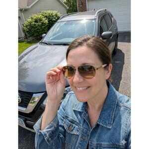 GUESS GU 7282 Rose Gold Aviator Sunglasses Women Studded Carl Zeiss Lens w Case